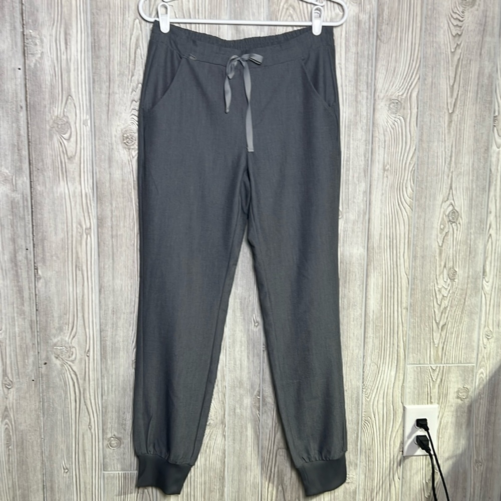 FIGS Womens sz Small Gray Drawstring Waistband Ribbed Hem Jogger Scrubs Pant